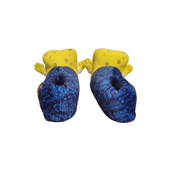 SpongeBob Squarepants Slippers Kids Unisex 2/3 Blue Yellow Warm Fun Cartoon - Picture 4 of 7